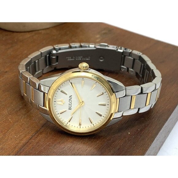 Bulova Women\'s Watch 98L277 Sutton White Dial Quartz 2-Tone Stainless St…